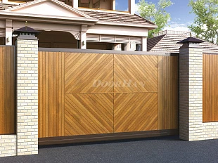 Автоматические откатные ворота под дерево DoorHan премиум классик серии slg-a 4000x2000